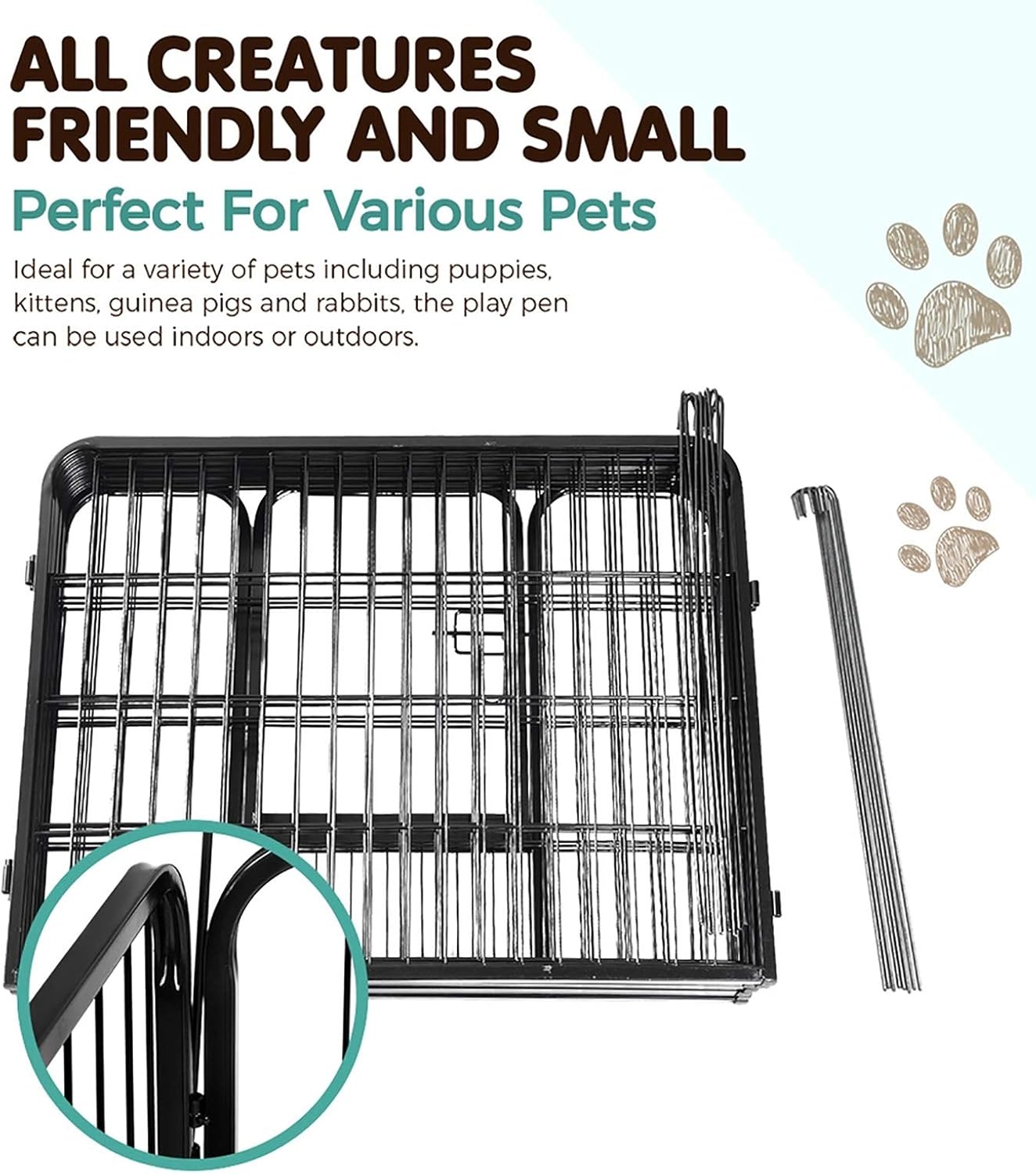 Large Pet Playpen with 8 Panels