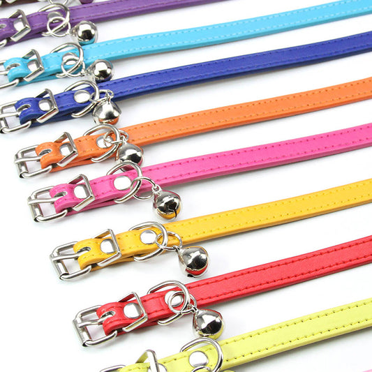 PU Leather Adjustable Collar With Bell (Multiple Colours and sizes)